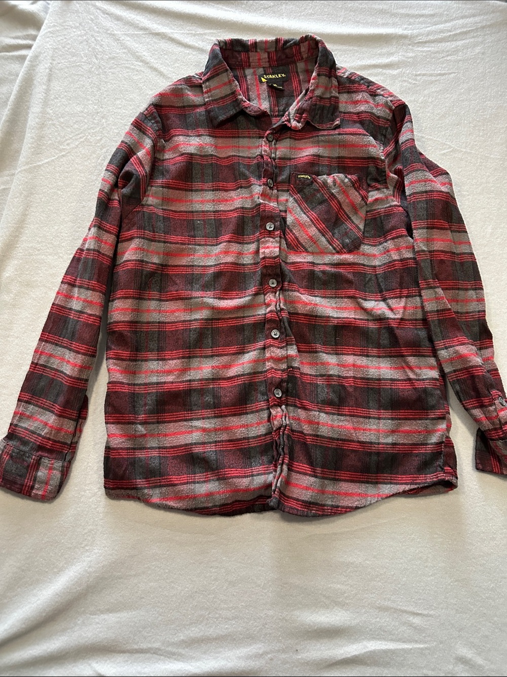 Stanley Red and Black Plaid Lightweight Shirt Jacket